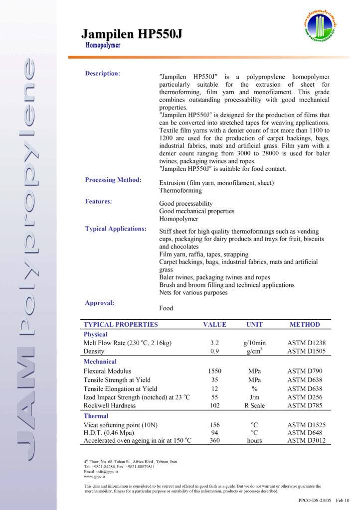 PP Jampilen 550J Datasheet